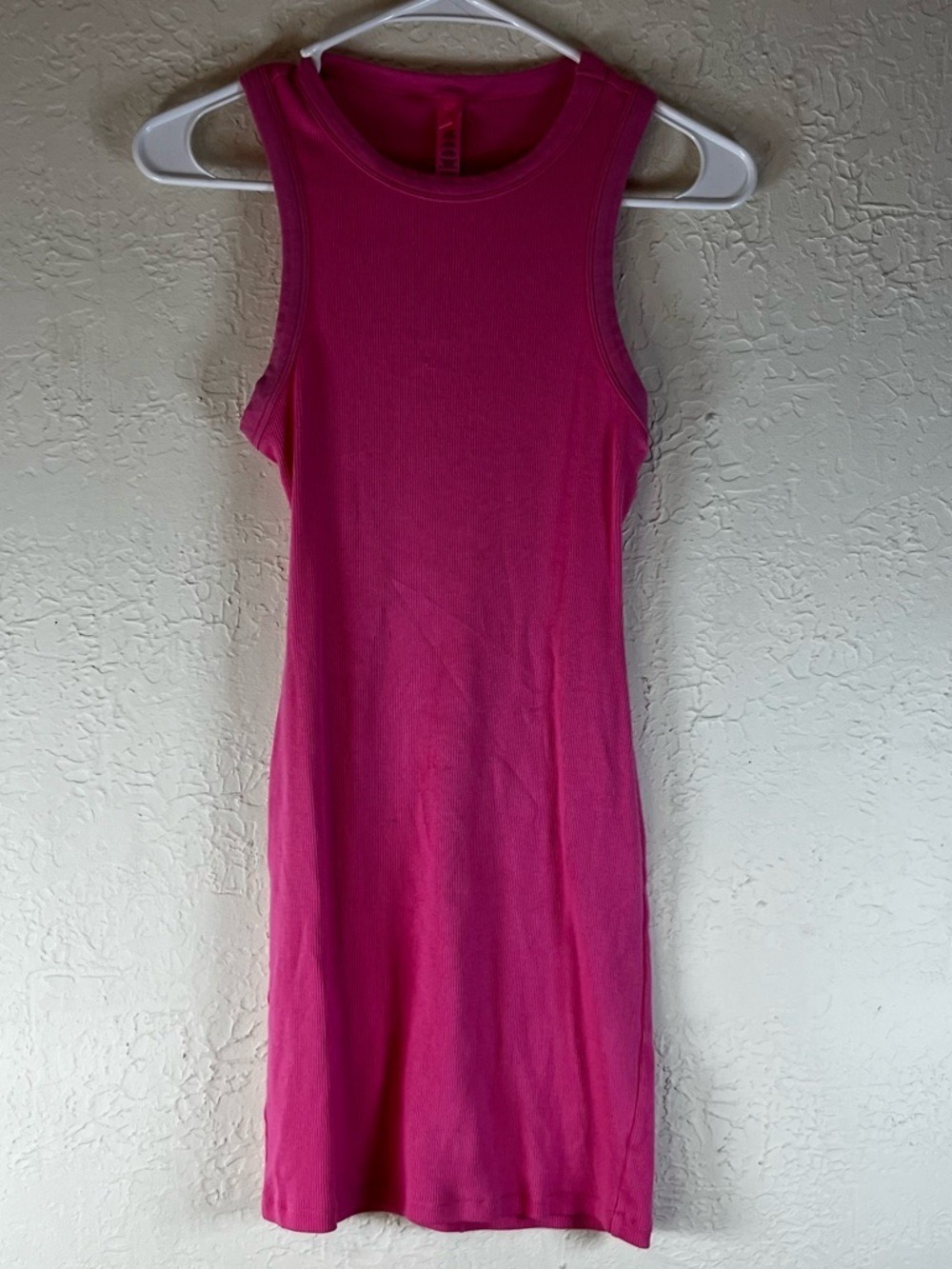 Skims Ribbed High Neck Tank Mini Dress in Sugar Pink - Picture 2 of 10